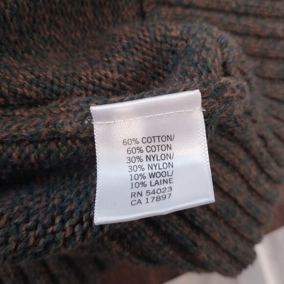 Banana Republic Sweater Mens L Green Wool Cotton Chunky Shawl Collar Horn Button - Picture 8 of 9